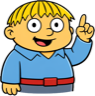 A cartoon character pointing upward, inspired by Ralph Wiggum